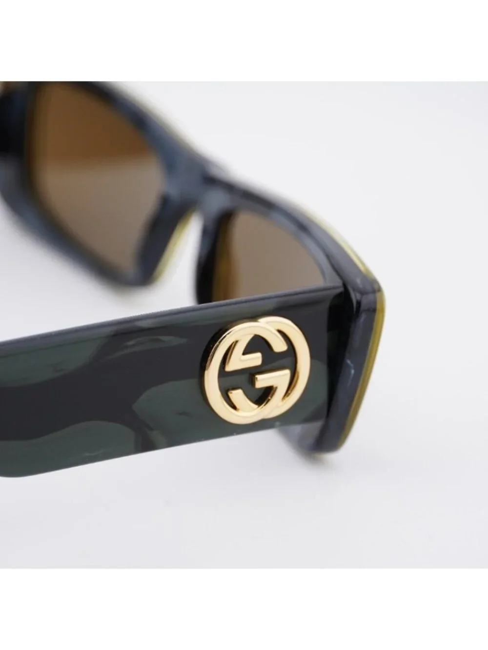 Gucci GG0516S 014 Sunglasses Military Green and Black Havana Rectangle Frame